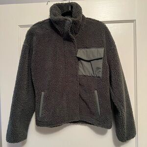 Abercrombie faux Sherpa winter jacket in olive green